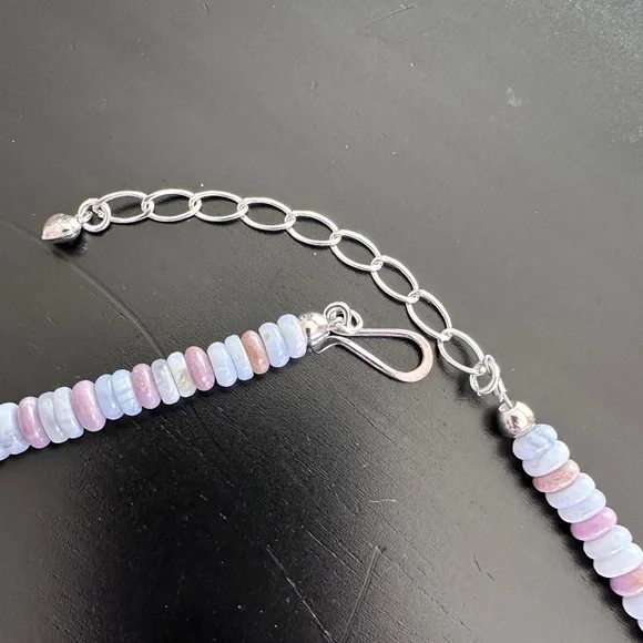 925 Silver 18" Phosphosiderite & Blue Lace Agate Beaded by Jay King - Picture 10 of 12